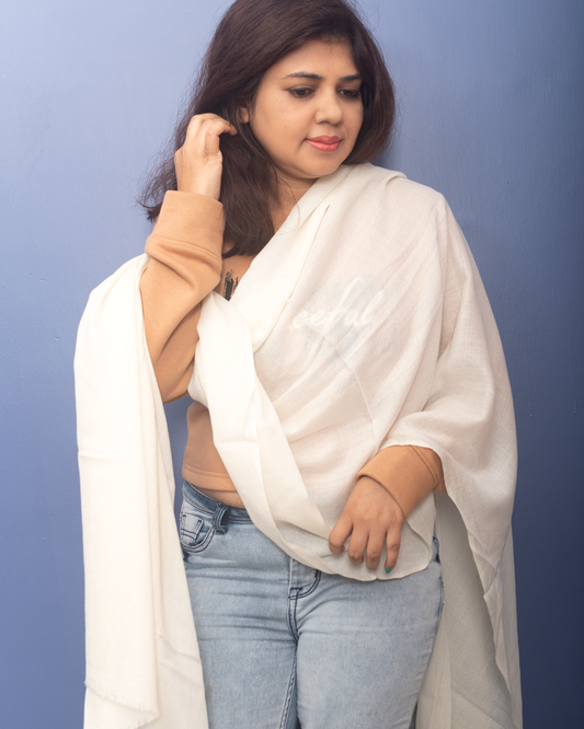 Solid Porcelain Pure Pashmina Stole