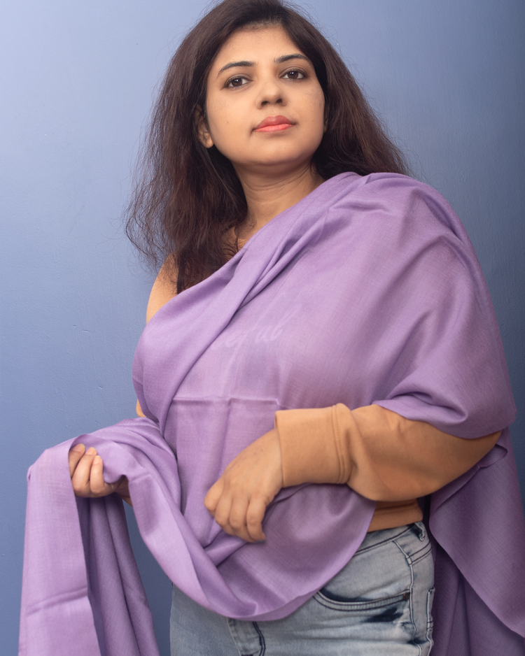 Solid Periwinkle Color Pure Pashmina Stole