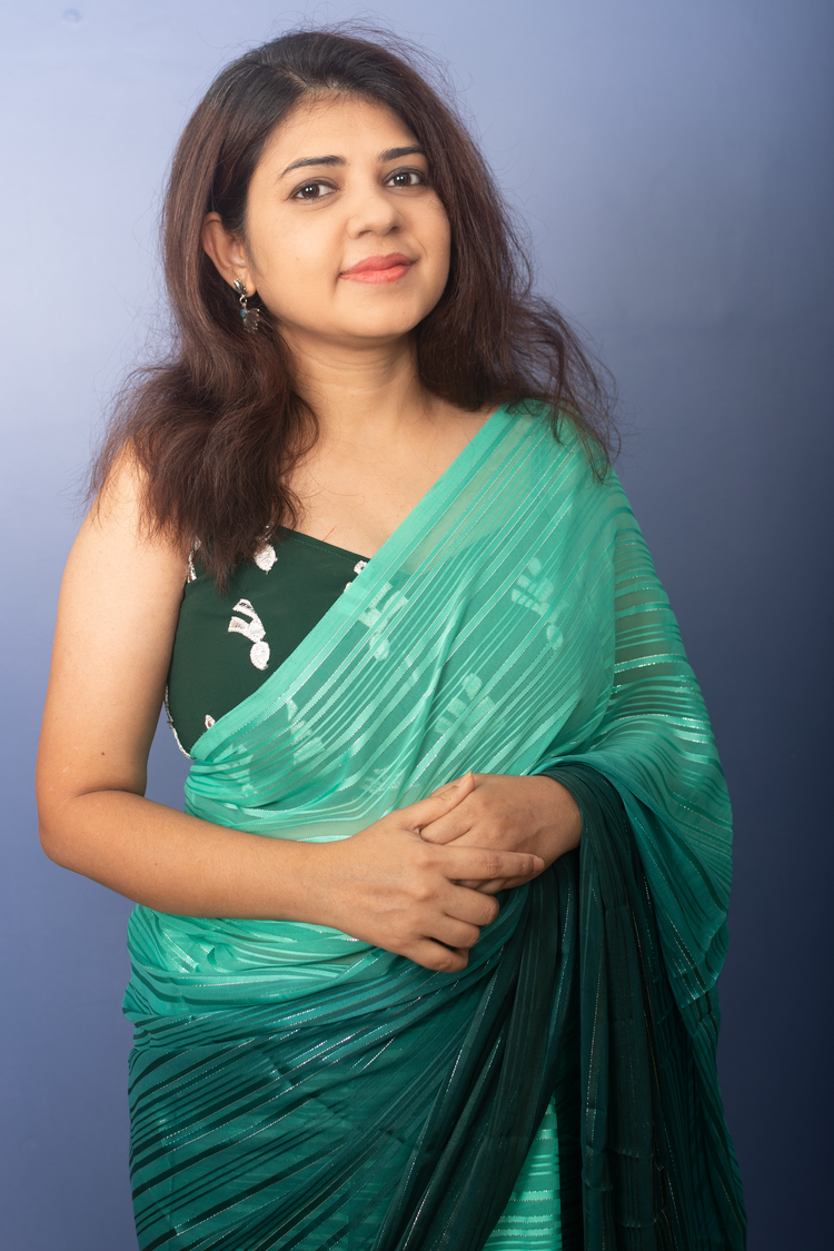 Jade And Sacramento Shades Georgette Lurux Sari