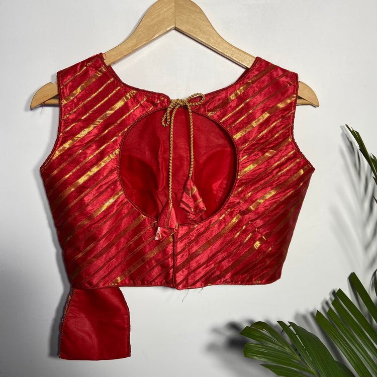 Red Blouse With Golden Stripe