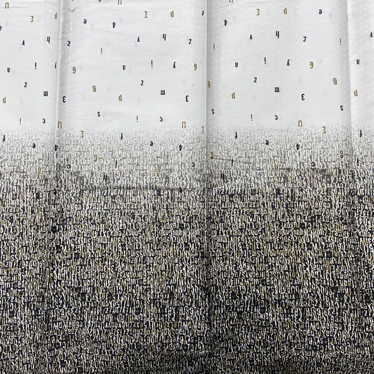 Shades Script Pattern on White Cotton Fabric