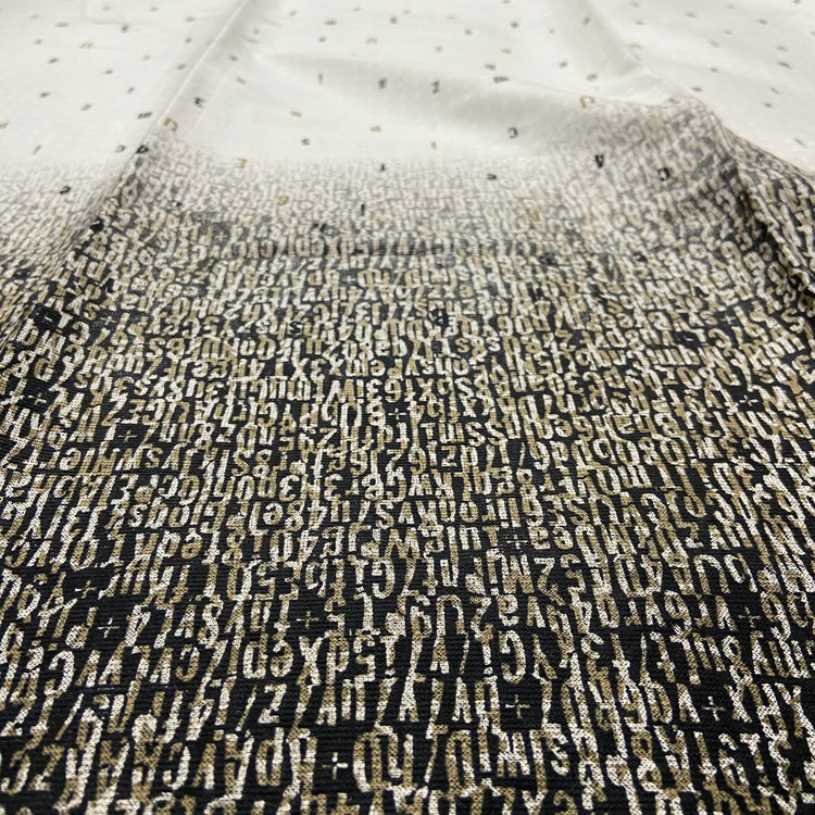 Shades Script Pattern on White Cotton Fabric