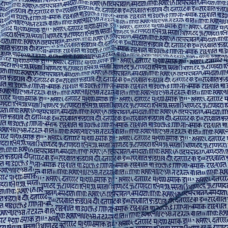 Blue Digital Scripted Print Cotton Fabric