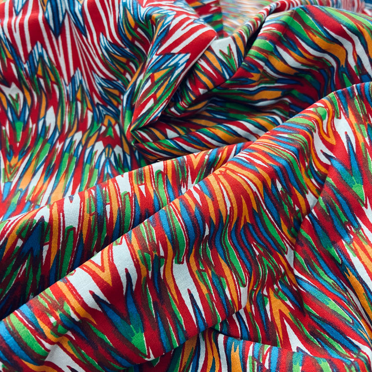 Multi-Colour Abstract Pattern Screen Print Cotton Fabric