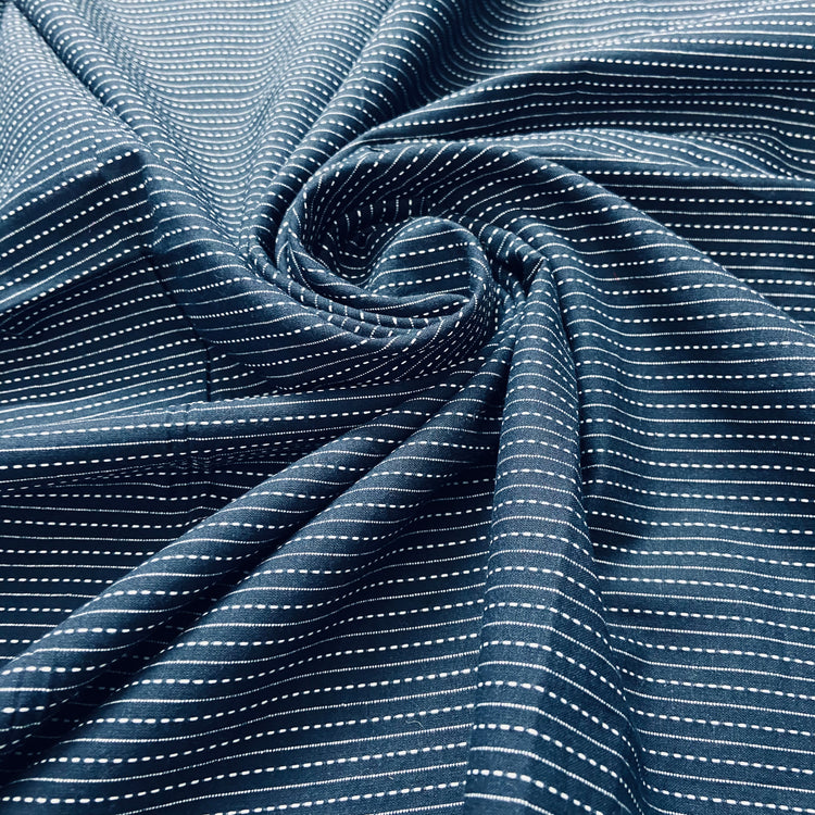 Kantha Stitch on Deep Blue Cotton Fabric