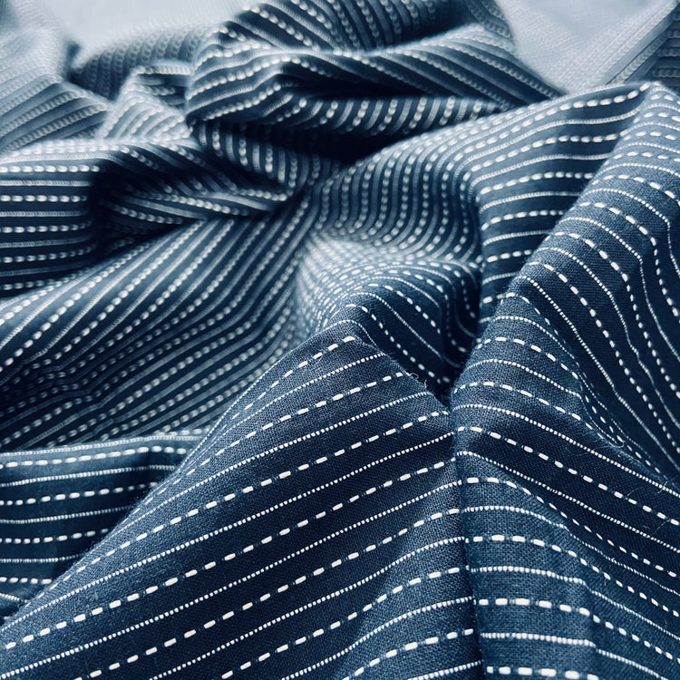 Kantha Stitch on Deep Blue Cotton Fabric