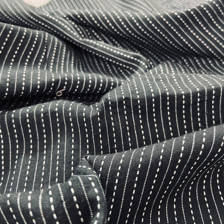 Kantha Stitch on Black Cotton Fabric