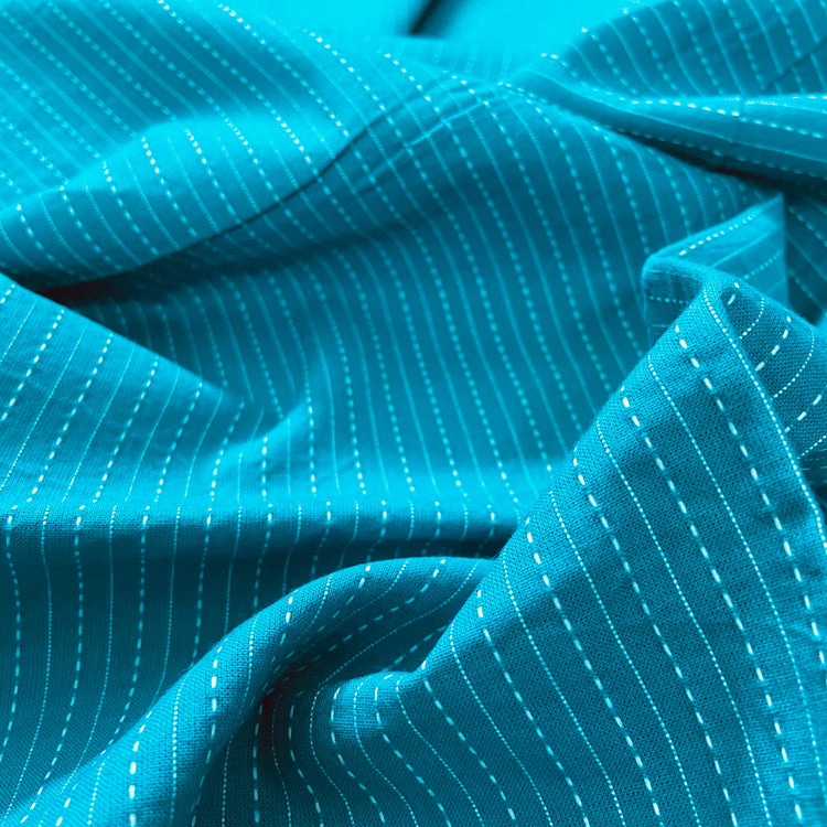 Kantha Stitch on Sky Blue Cotton Fabric