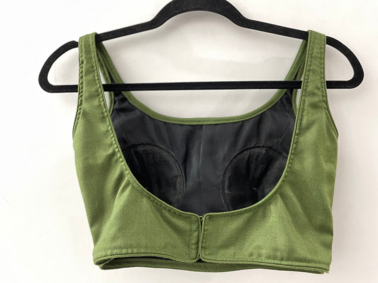 Dark Olive Green Plain Designer Blouse