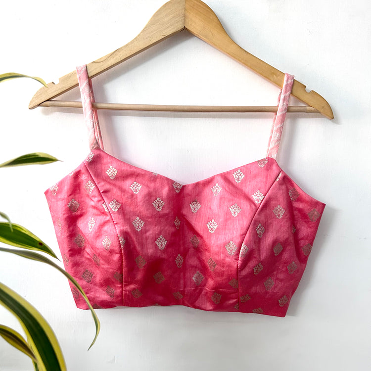 Calypso Coral Silk Designer Blouse