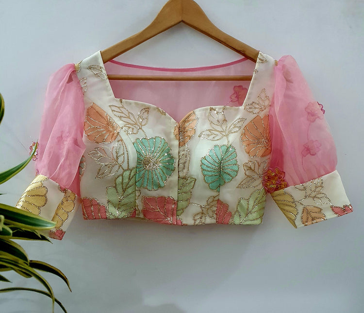 White Organza Sequin Designer Blouse