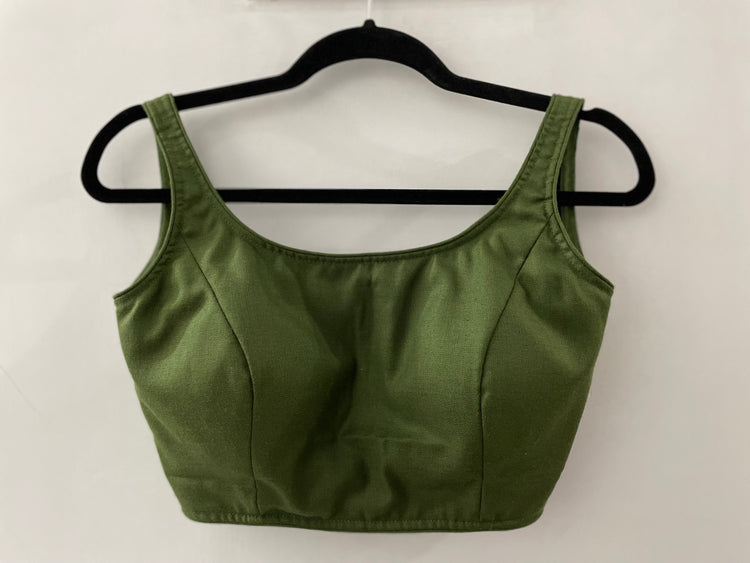 Dark Olive Green Plain Designer Blouse