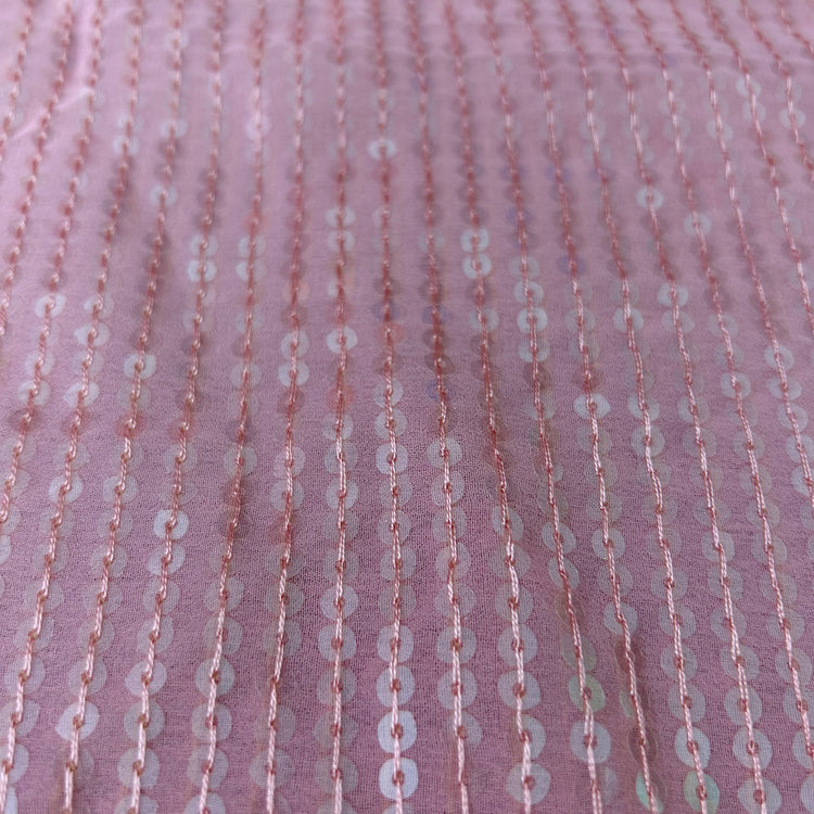 Baby Pink Georgette With Sequin Work Fabric