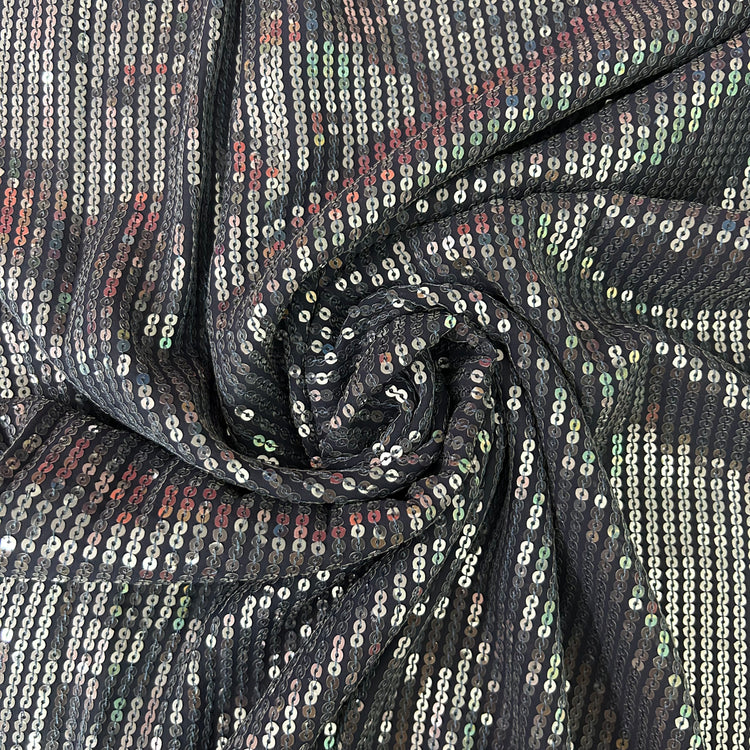 Navy Blue Georgette With Sequin Work Fabric