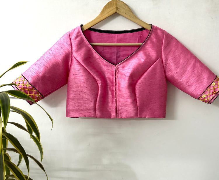 Hand Embroidered Pink Designer Blouse