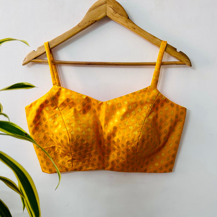 Gold Yellow Silk Designer Blouse