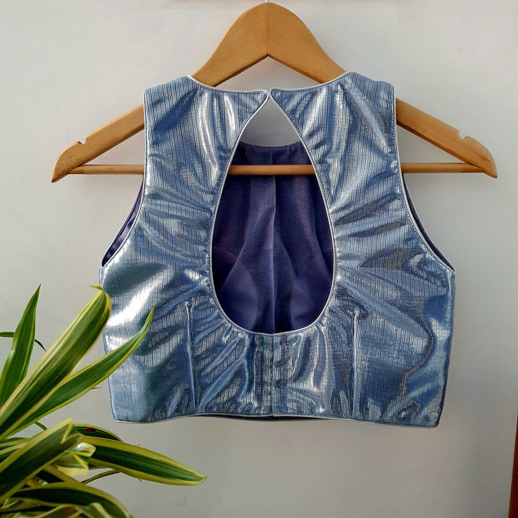 Bluish Silver Designer Blouse