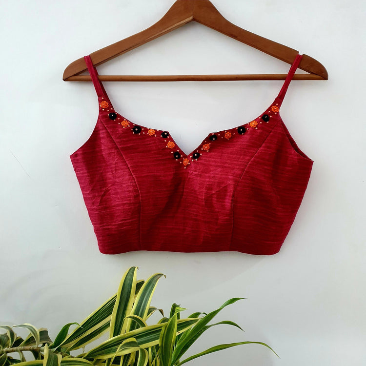 Maroon Embroidered Designer Blouse