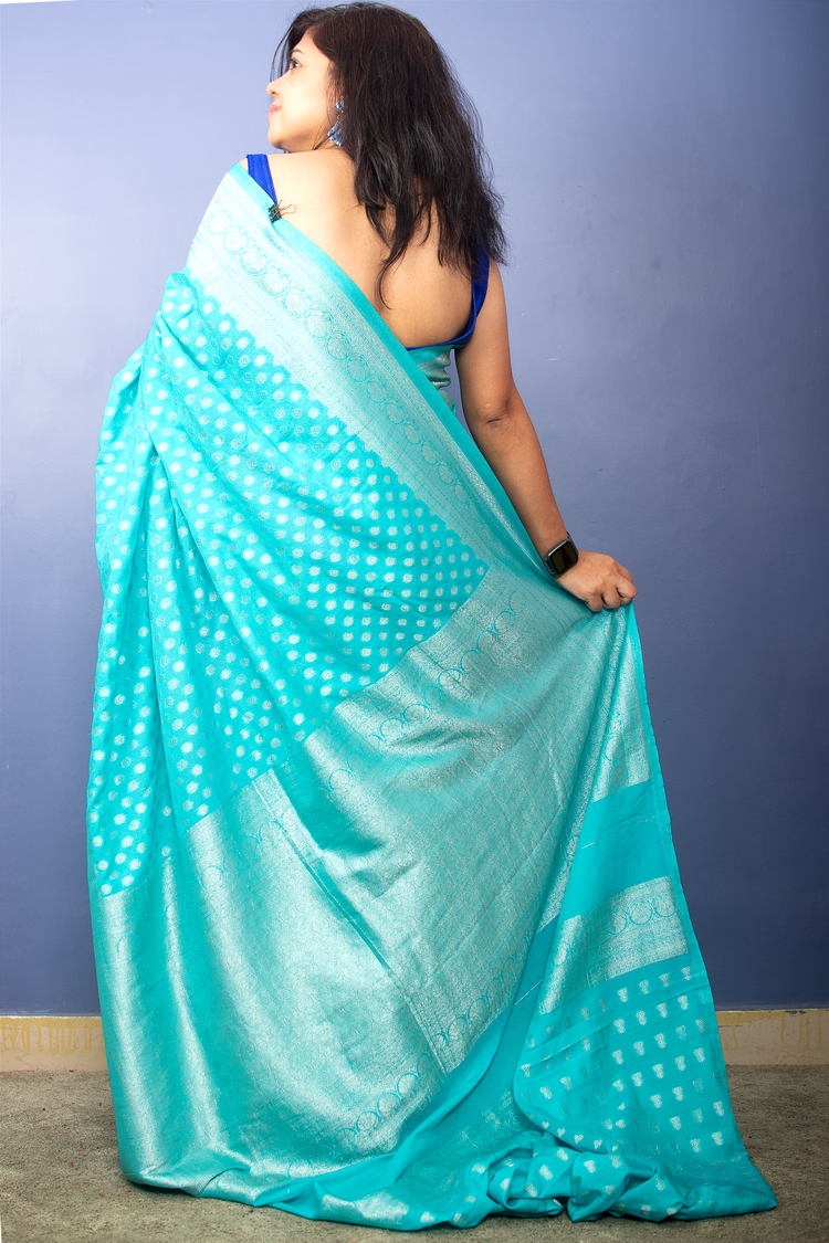 Electric Blue Banarasi Georgette Sari