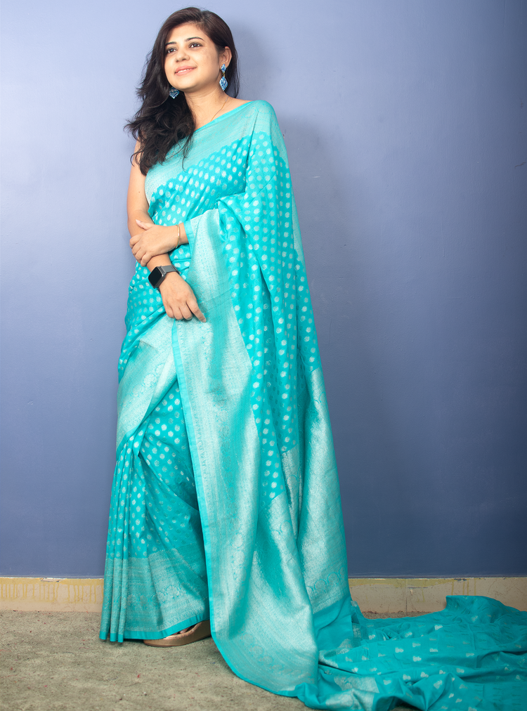 Electric Blue Banarasi Georgette Sari