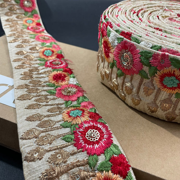 White Embroidered Lace 9 Meters Roll