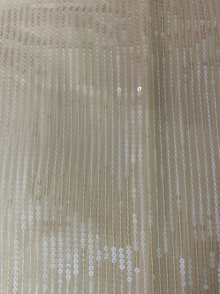 Lemon Yellow Georgette With Sequin Work Fabric