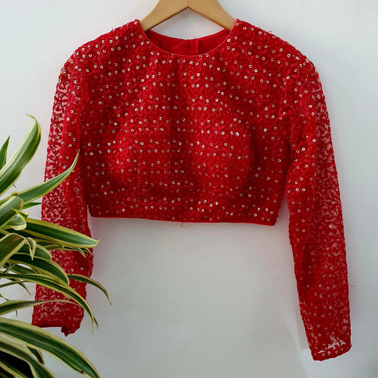 Red Sequin Designer Blouse