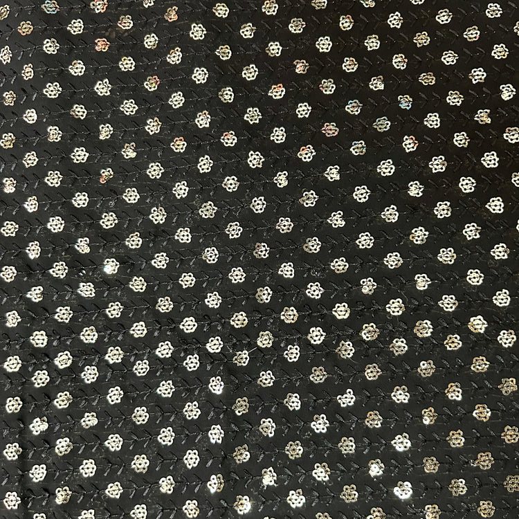 Black Georgette With Sequin Embroidery Fabric