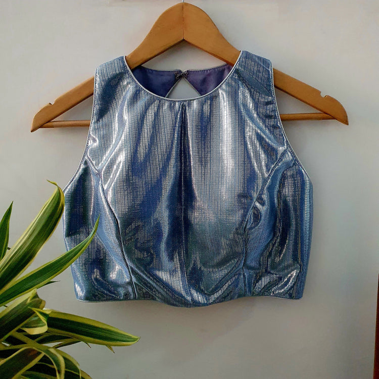 Bluish Silver Designer Blouse