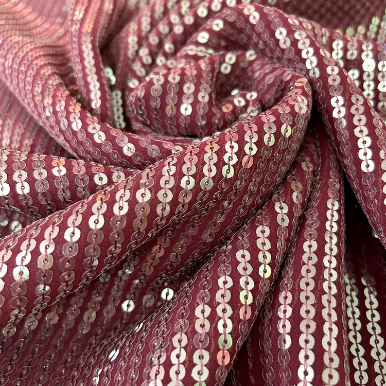 Maroon Georgette With Sequin Work Fabric