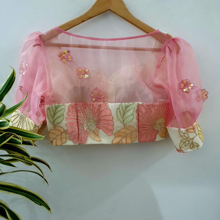 White Organza Sequin Designer Blouse