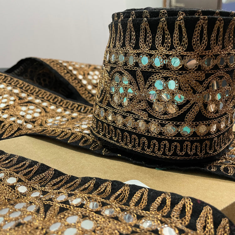 Black Embroidered Lace 9 Meters Roll