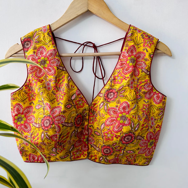 Floral Printed Cotton Designer Blouse