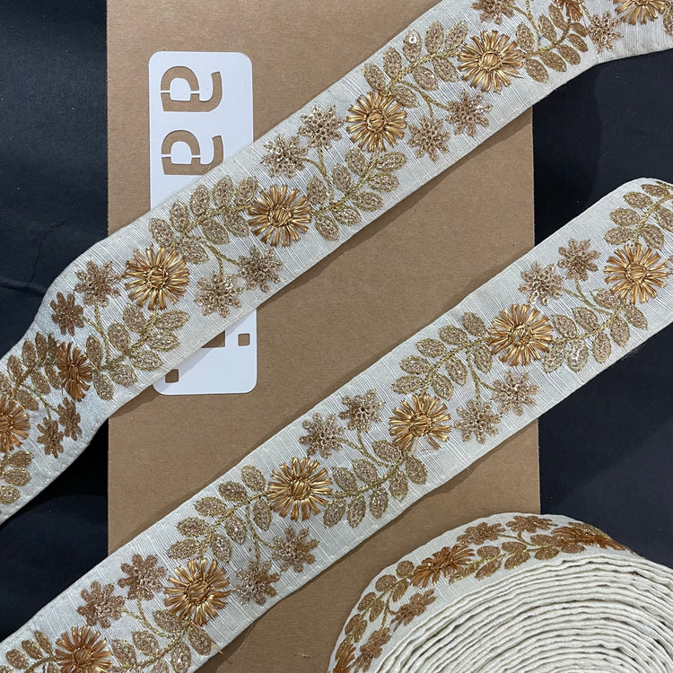 White Embroidered Lace 9 Meters Roll