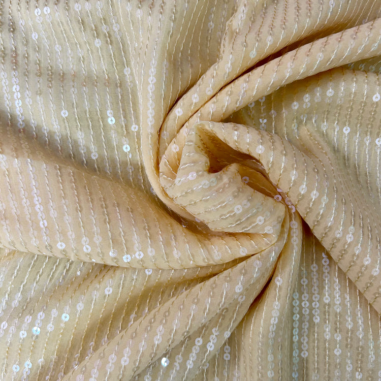 Lemon Yellow Georgette With Sequin Work Fabric