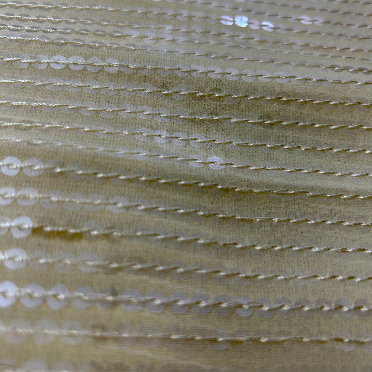 Lemon Yellow Georgette With Sequin Work Fabric