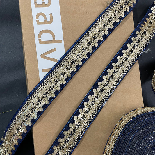 Blue sequins Lace 9 Meters Roll