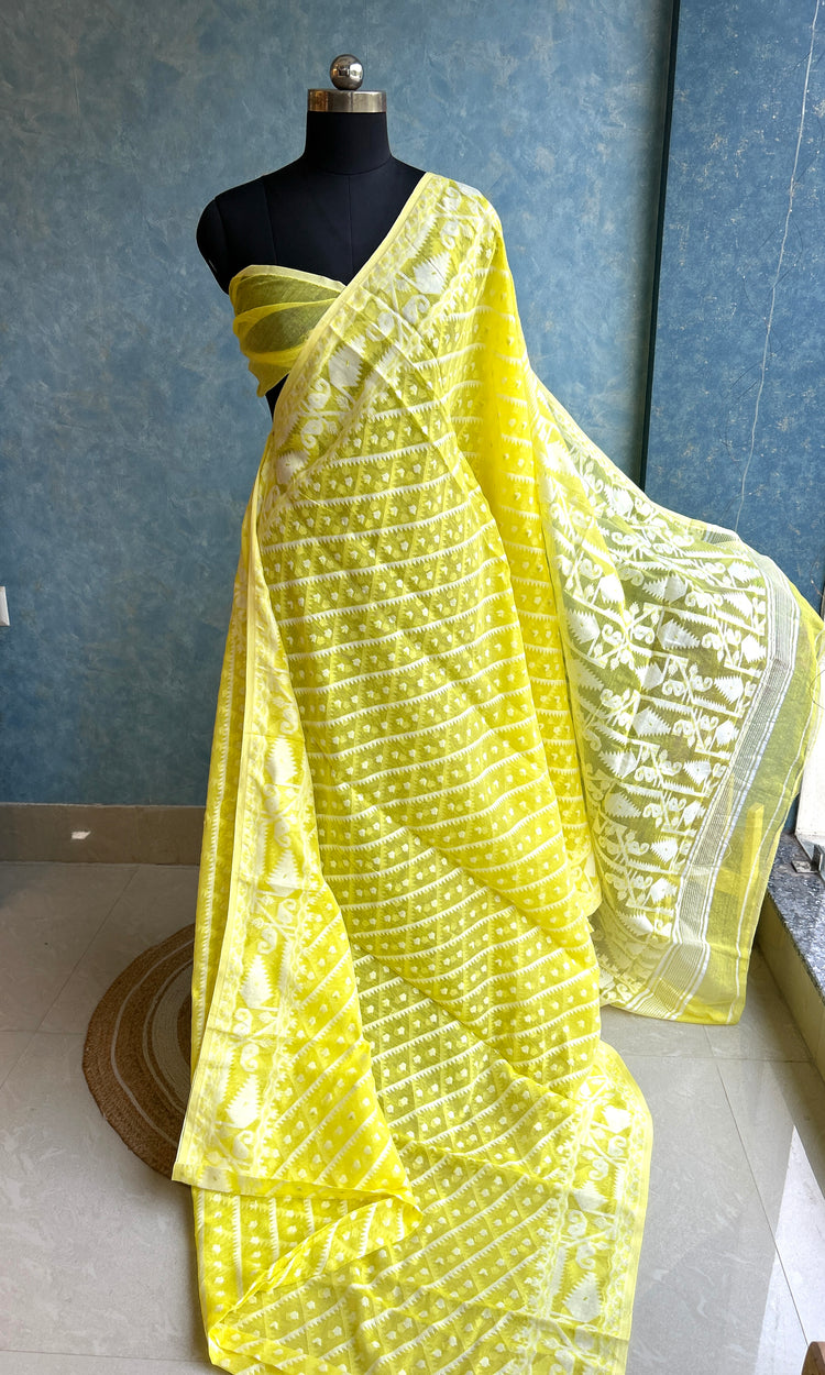 Lemon Yellow Dhakai Jamdani