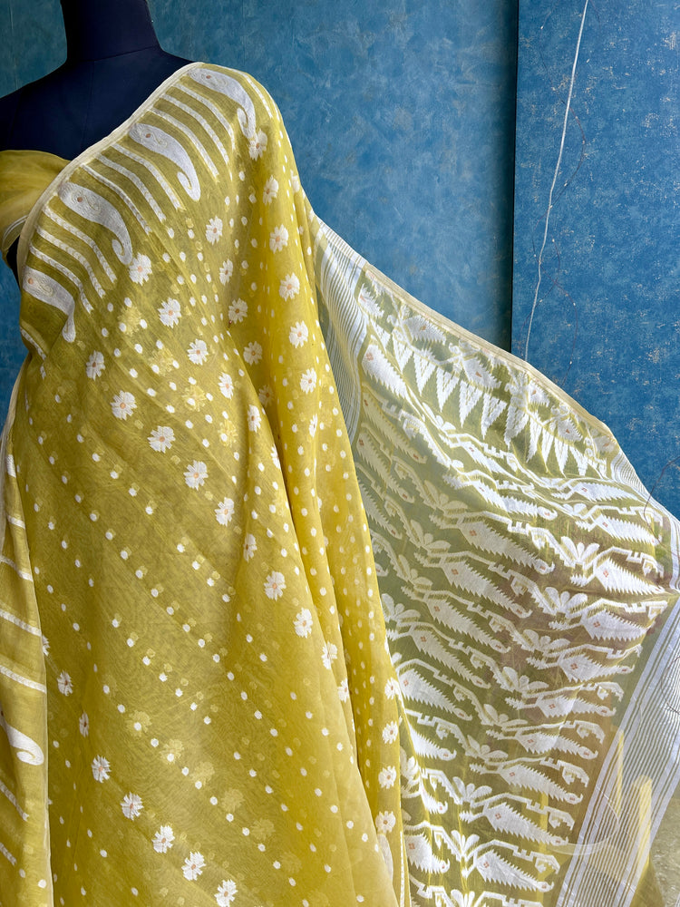 Yellow Iris Soft Dhakai Jamdani