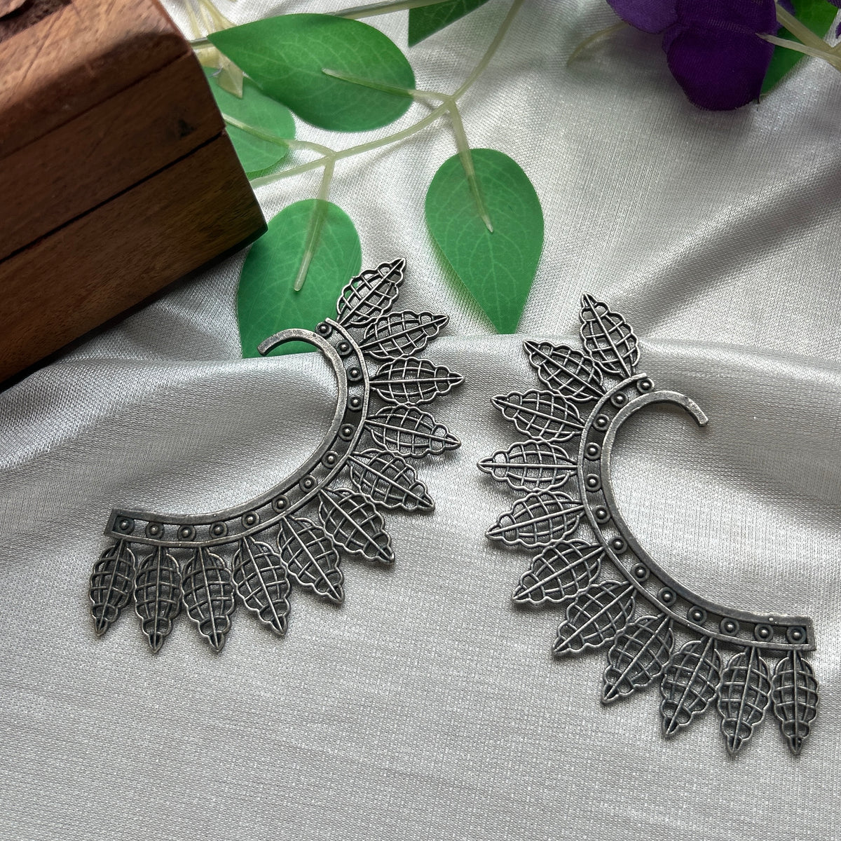 The Royal Jali Leaf Ear Cuffs