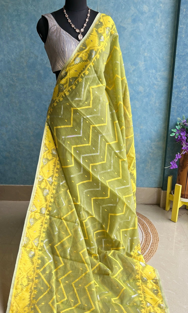 Mehendi Green Soft Dhakai Jamdani
