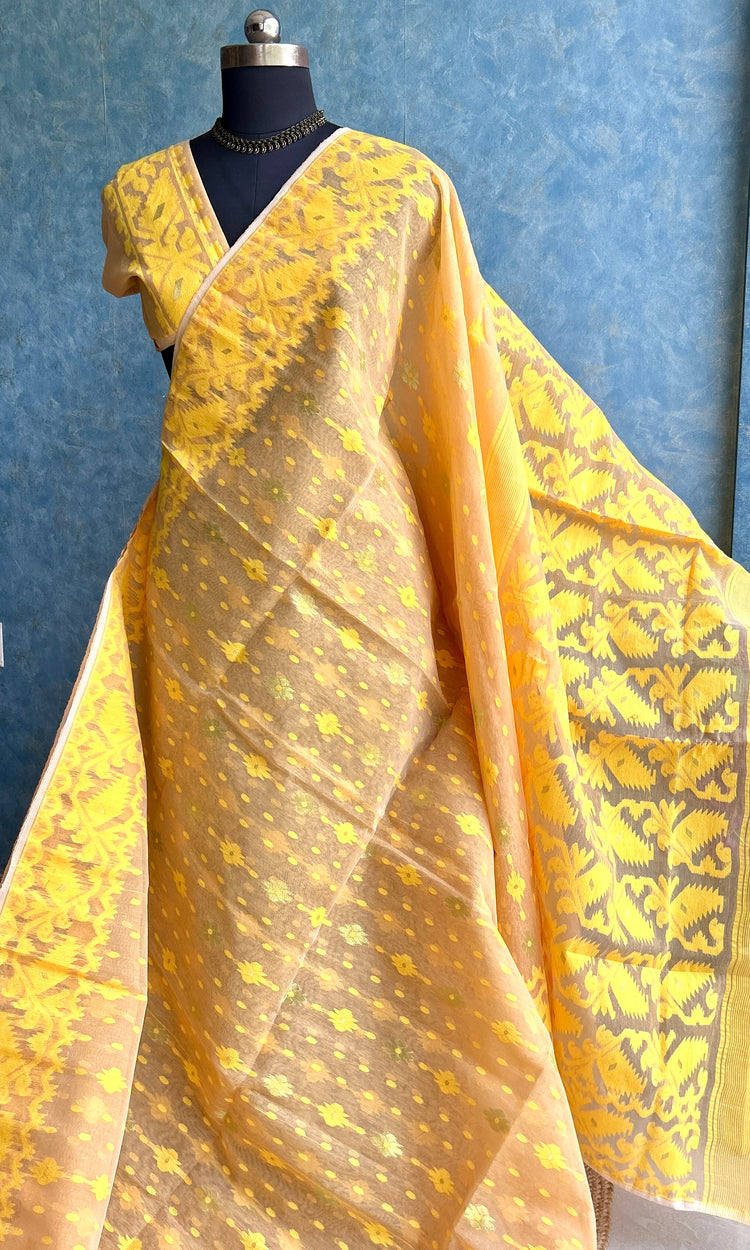 Apricot Bengal Cotton Jamdani