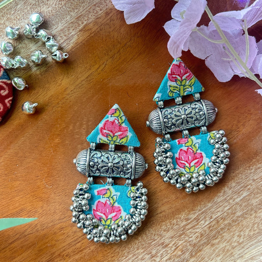 Handcrafted Ajrakh Fabric Earrings