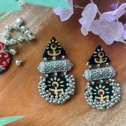 Handcrafted Ajrakh Fabric Earrings