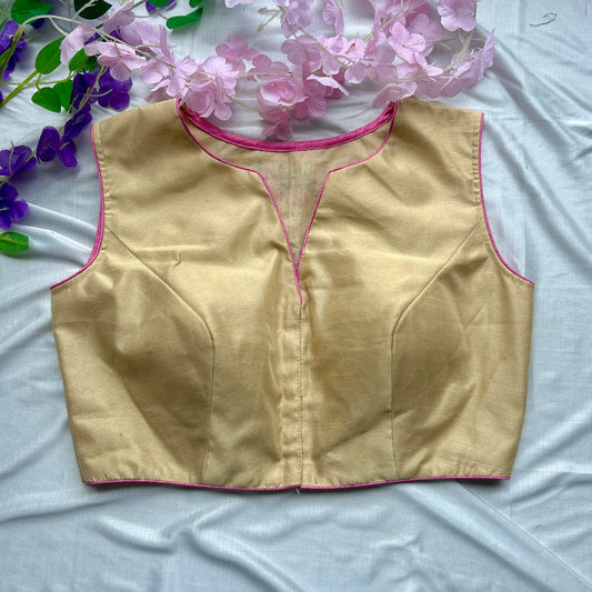 Cream Thread Work Cotton Blouse