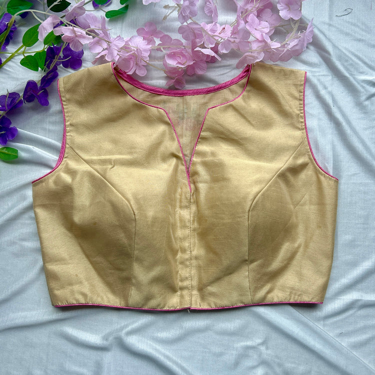 Cream Thread Work Cotton Blouse