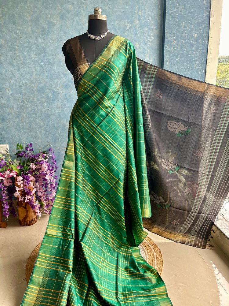 Castleton Green Kalakshetra on Pure Gachi Tusser Silk