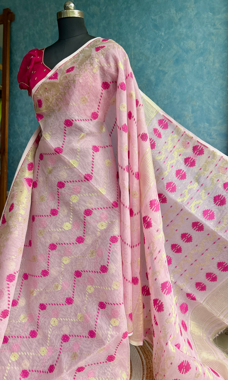 Soft Pink Pure Jamdani