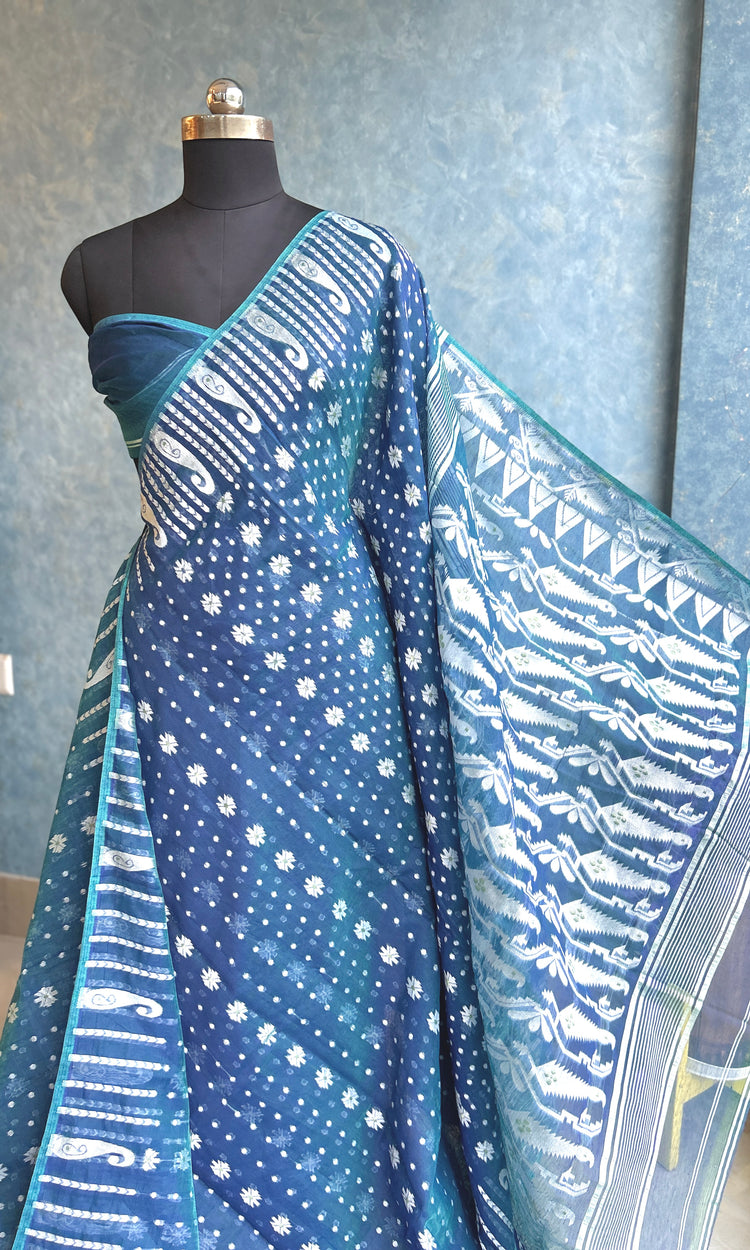 Electric Blue Dhakai Jamdani
