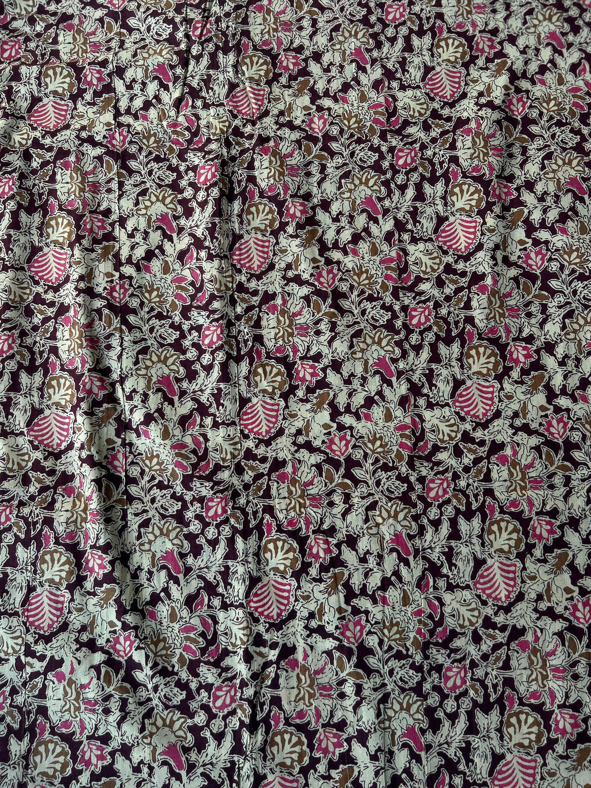 Wine Floral Printed Cotton Fabric — view 3